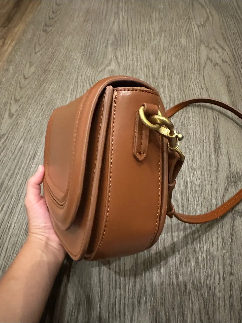 Zara Tan Saddle-Style Leather Crossbody